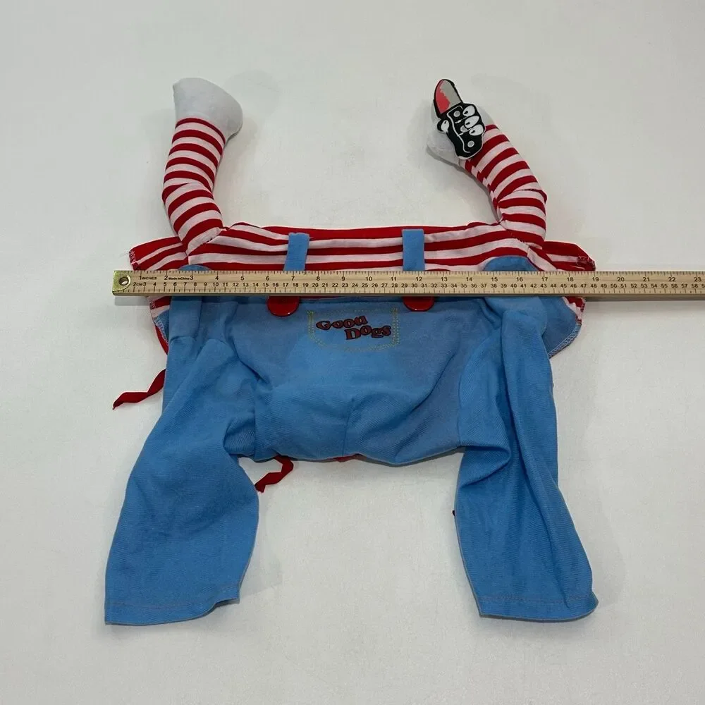 Good Dogs‎ Dog Costume Light Blue Overalls Red White Striped Shirt, Size XL